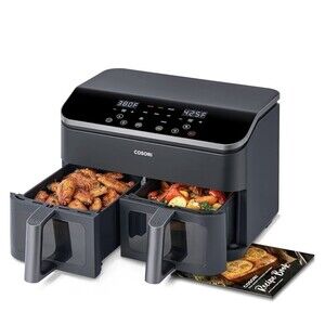 COSORI 9Qt 10-in-1 Dual Basket Air Fryer 4.5qt per Side Dishwasher Safe